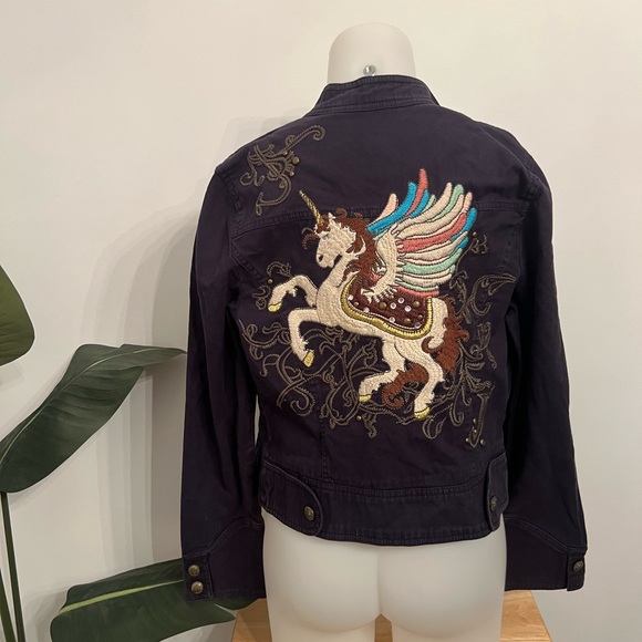 Women's embroidery unicorn jacket